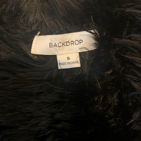 BACKDROP Black Fuzzy Sleeveless Vest - Picture 2 of 7
